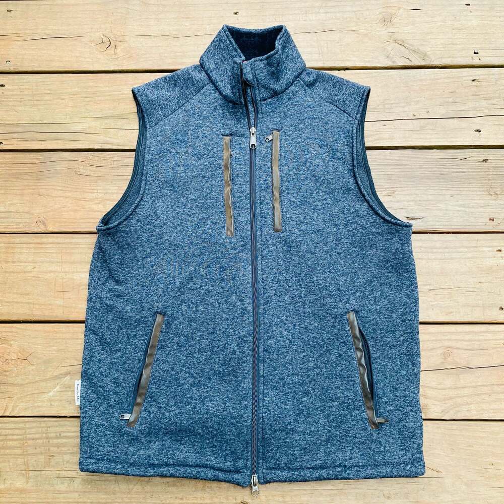 Tom Beckbe Men's Gray Heather Fleece Full Zip Outdoor Vest Size M